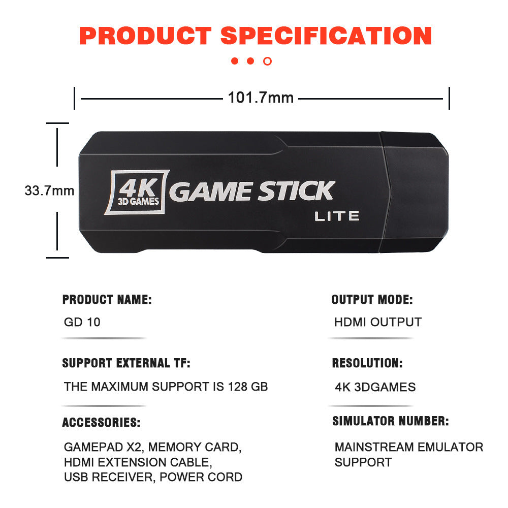 4K USB GameStick Emulator w/ HDMI Support, 30K+ Games & Sony-style Controllers