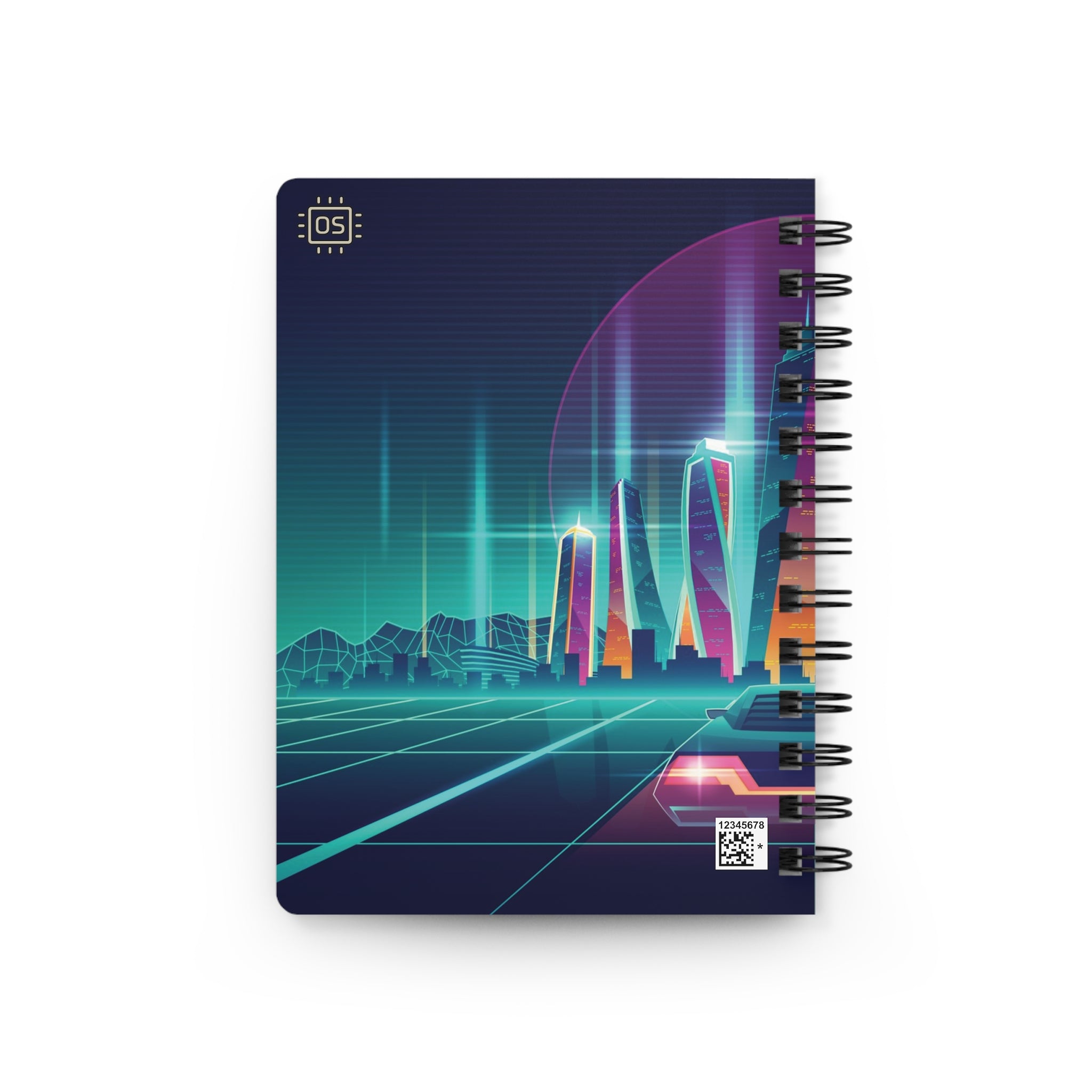 Life OS "Work hard. Play harder." Spiral Bound Notebook — Retro-Futuristic Cyberpunk Theme