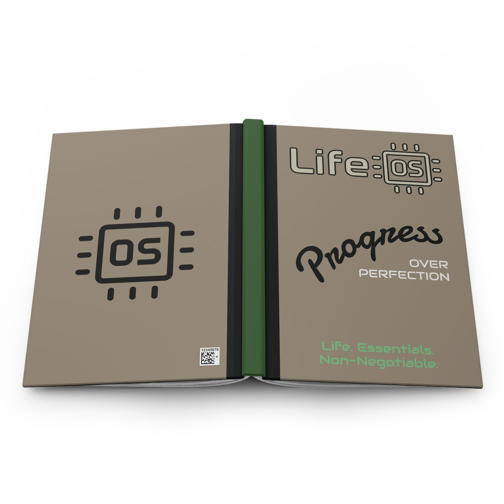 Progress Over Perfection Hardcover Journal — Personalized Life OS Notebook