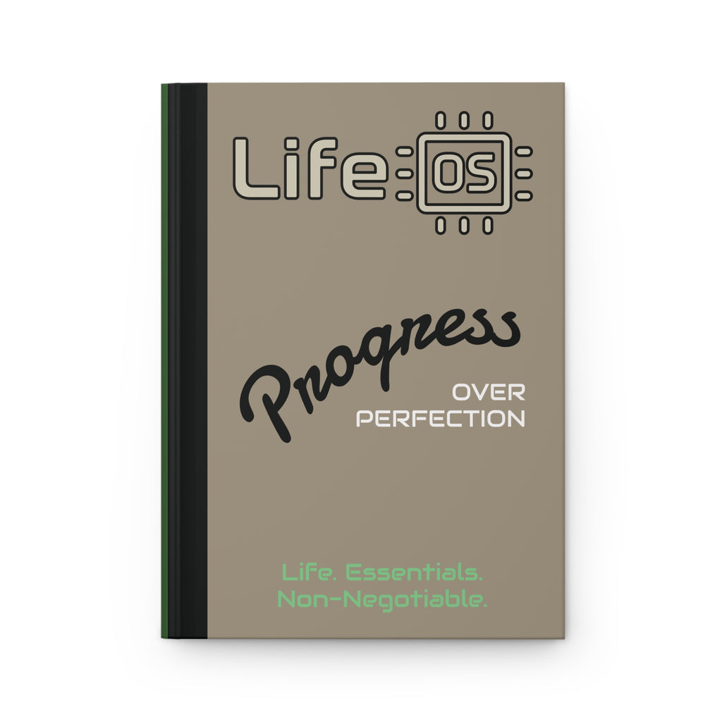 Progress Over Perfection Hardcover Journal — Personalized Life OS Notebook