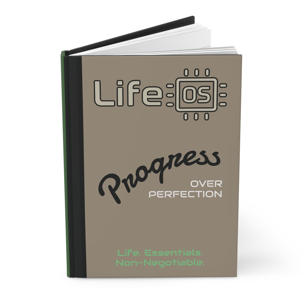 Progress Over Perfection Hardcover Journal — Personalized Life OS Notebook
